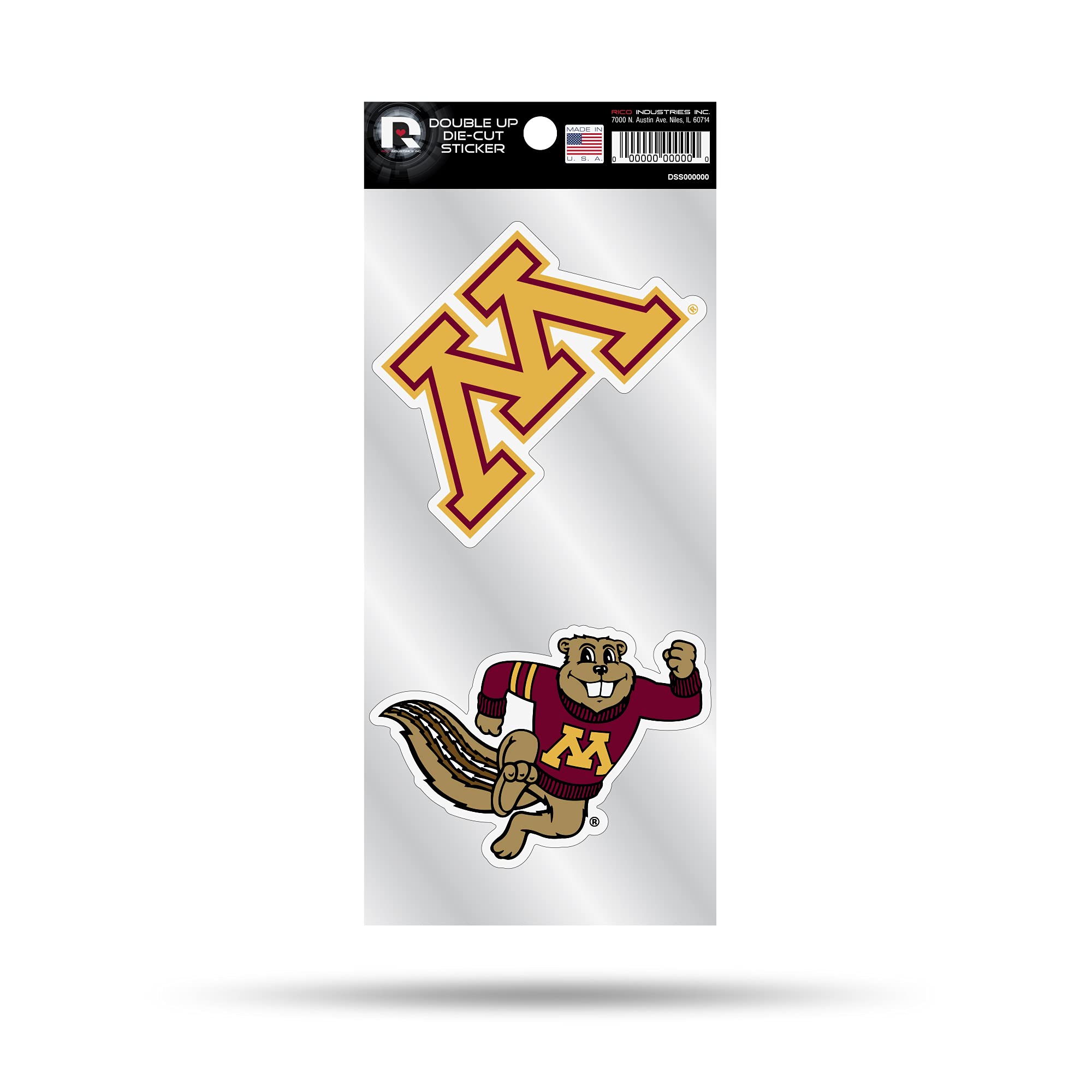 Rico Industries NCAA Minnesota Golden Gophers Alternate 4" x 9" Double Up Die-Cut Sticker