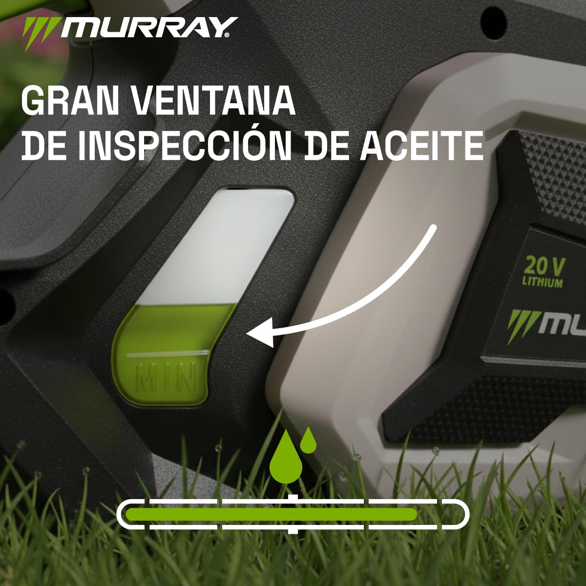 Murray Motosierra Inalámbrica 20V MU-BAT-CS30-KIT – Espada & Cadena 12", Función SDS, Freno de Seguridad Doble – Empuñadura Redonda, Gran Ventana de Aceite – Incluye Batería 4Ah & Cargador