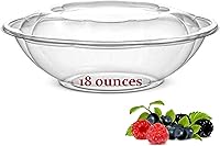 Vista 1 de AME D'ESSENCE Ensaladera de plástico de 6 pulgadas para llevar (18 onzas - 50 unidades) con tapas herméticas, recipientes redondos desechables