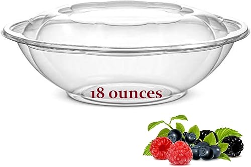 100 unidades Combo de ensalada de plástico de 18 onzas para llevar con tapas herméticas recipientes redondos desechables para servir frutas cajas de