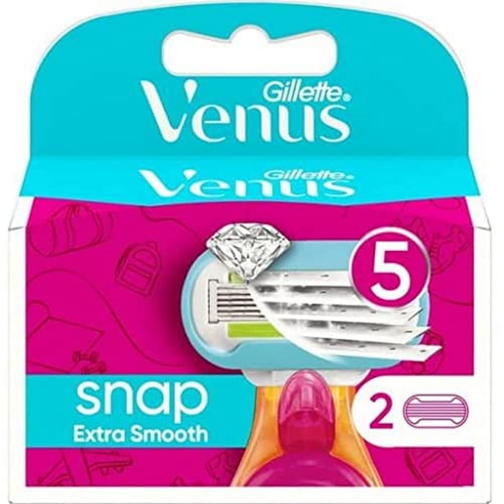 Gillette Venus Extra Smooth Snap, Recambio Para Maquinilla De Mujer, Pack De 2 Recambios, 5 Hojas Para Una Depilación Súper Apurada