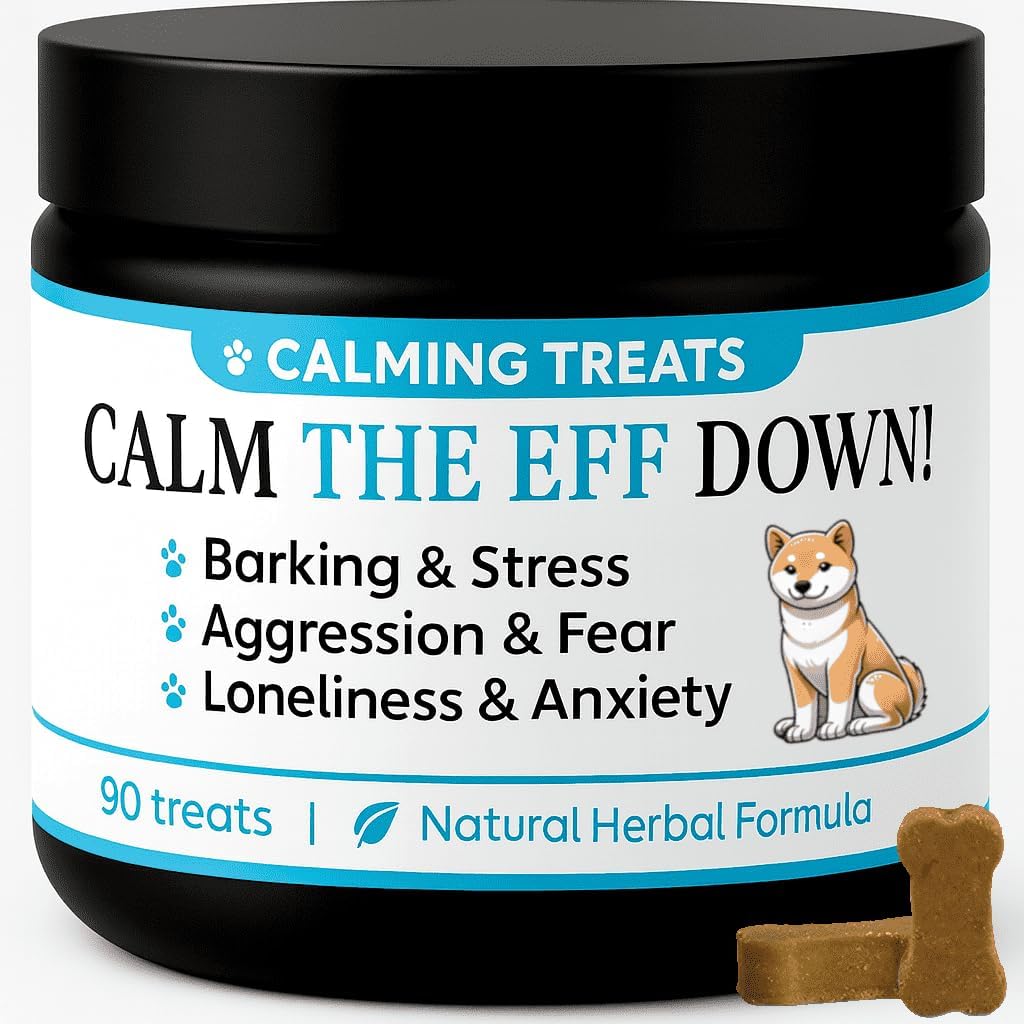 Calming Treats For Dogs - Barking Stress Aggression, Anxiety, Fear, Barking, Hyperactivity, Reactivity, Travel, Fireworks - no drowsy calming tablets that work