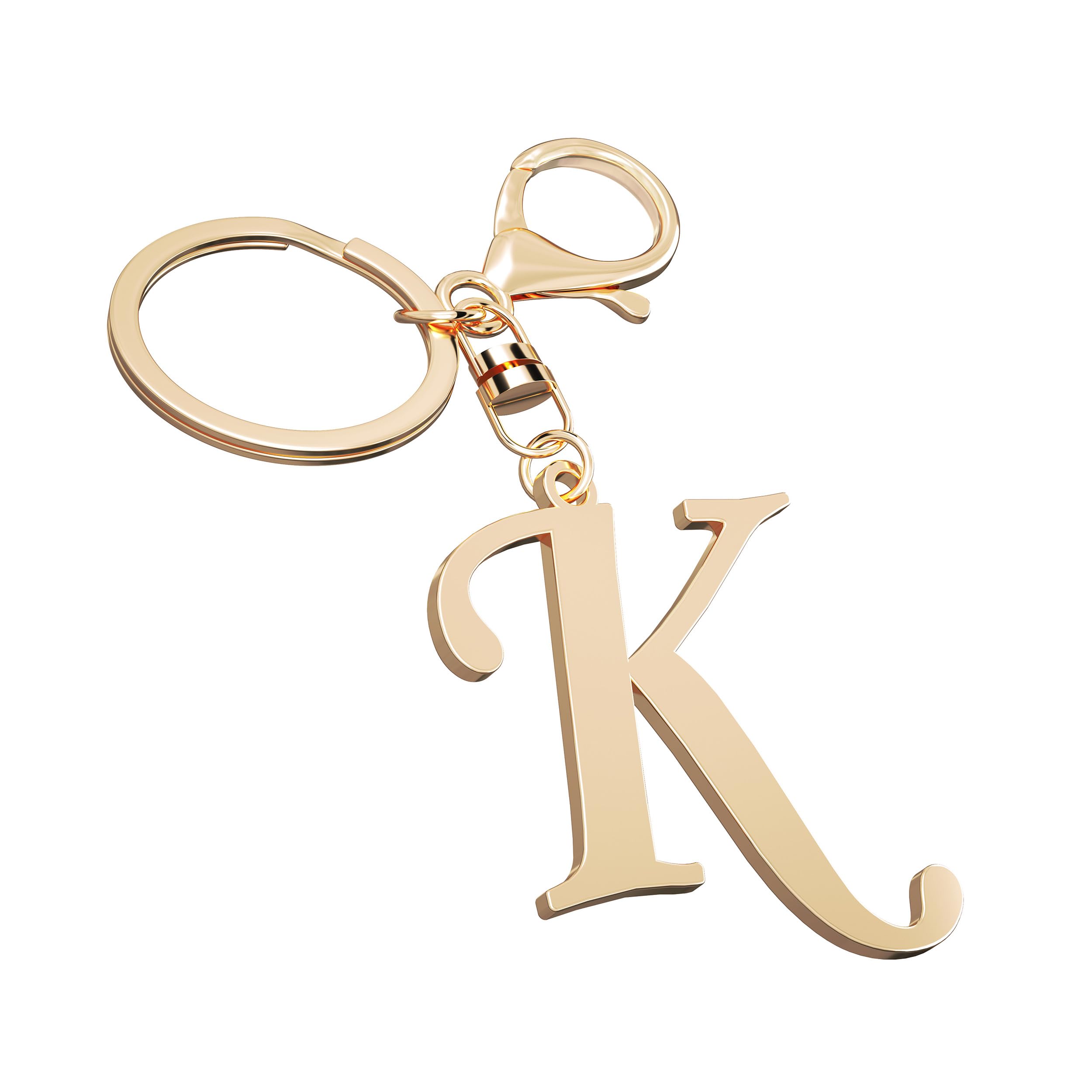 SuweibukeCute Stainless Steel Gold Initial Letter Keychain for Women Girl, Charms for Key Handbag Backpack Bag, Personalized Gift