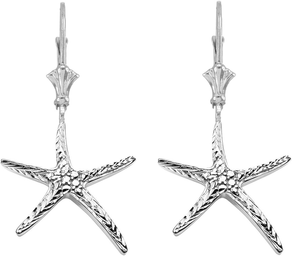 Exquisite Sterling Silver Sparkle Cut Starfish Earrings
