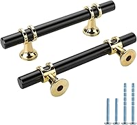 Vista 56 de Rergy Manijas de Gabinete Tiradores de Cajón y Pomos, Paquete de 5 Níquel Cepillado y Oro Centro de Orificio de 3 Pulgadas, Herrajes de Cocina