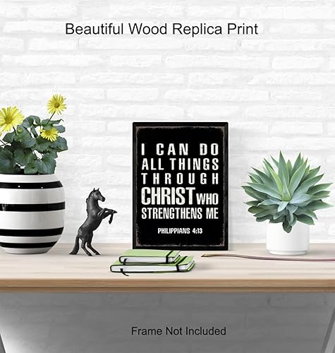Miniatura 4 de Christian Bible Verse Art Print 11x14 - I Can Do All Things Through Christ - Christian Wall Art for Men - Jesus Scripture Wall Decor - God Wall Art