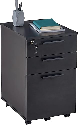 Miniatura 1 de VICLLAX Archivador móvil de 3 cajones, gabinete de almacenamiento de pedestal de madera para debajo del escritorio, gabinete de almacenamiento para