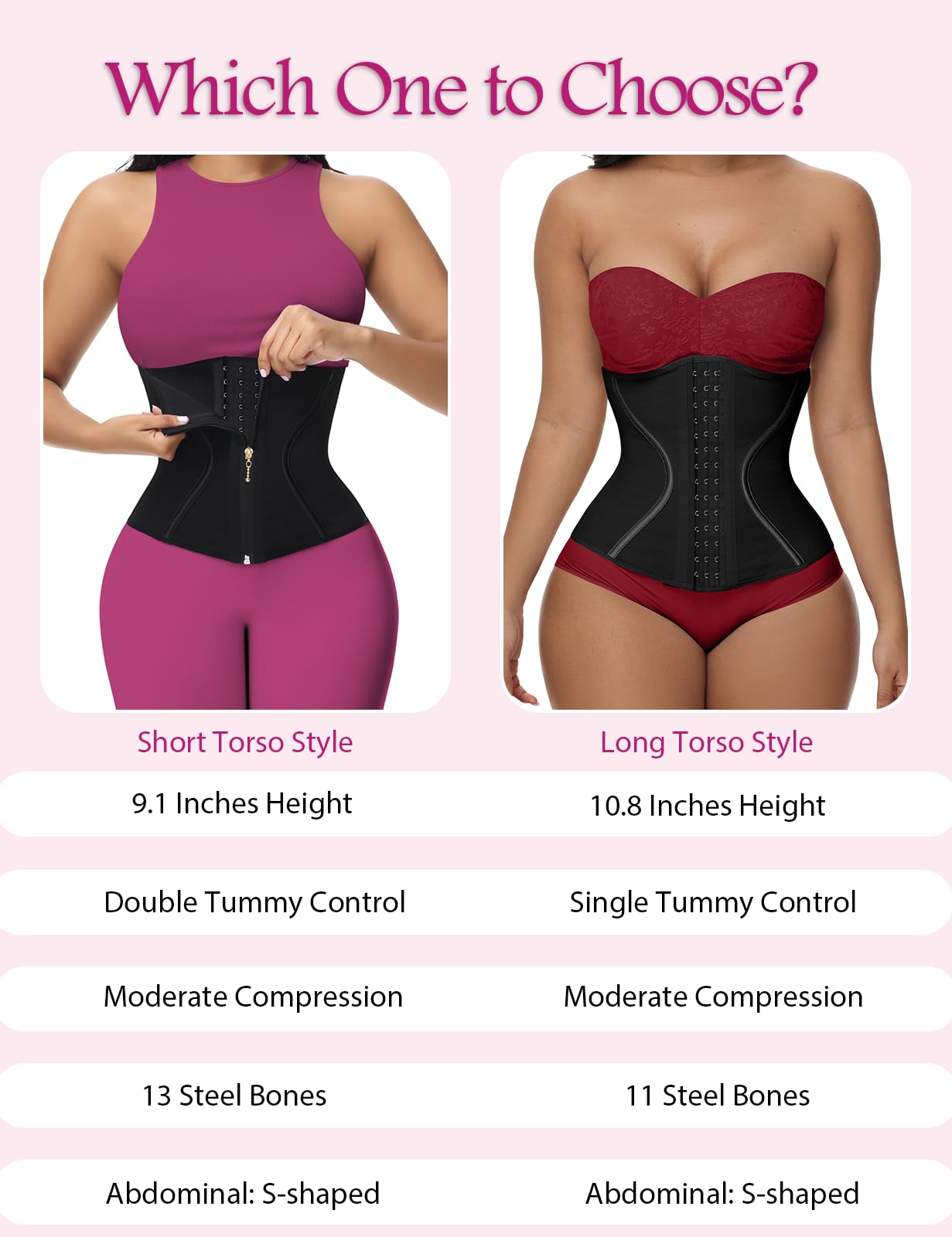 SHAPSHE Busto corto per allenamento in vita per le donne corsetto vita cincher shapewear controllo pancia allenamento clessidra corpo shaper