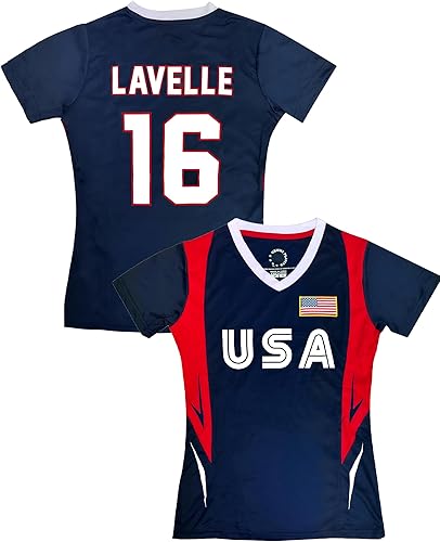 USWNT Players - Camiseta oficial de la Asociación Nacional de Fútbol Femenino de Estados Unidos, Lavelle USA Flag Camiseta de tallas juveniles