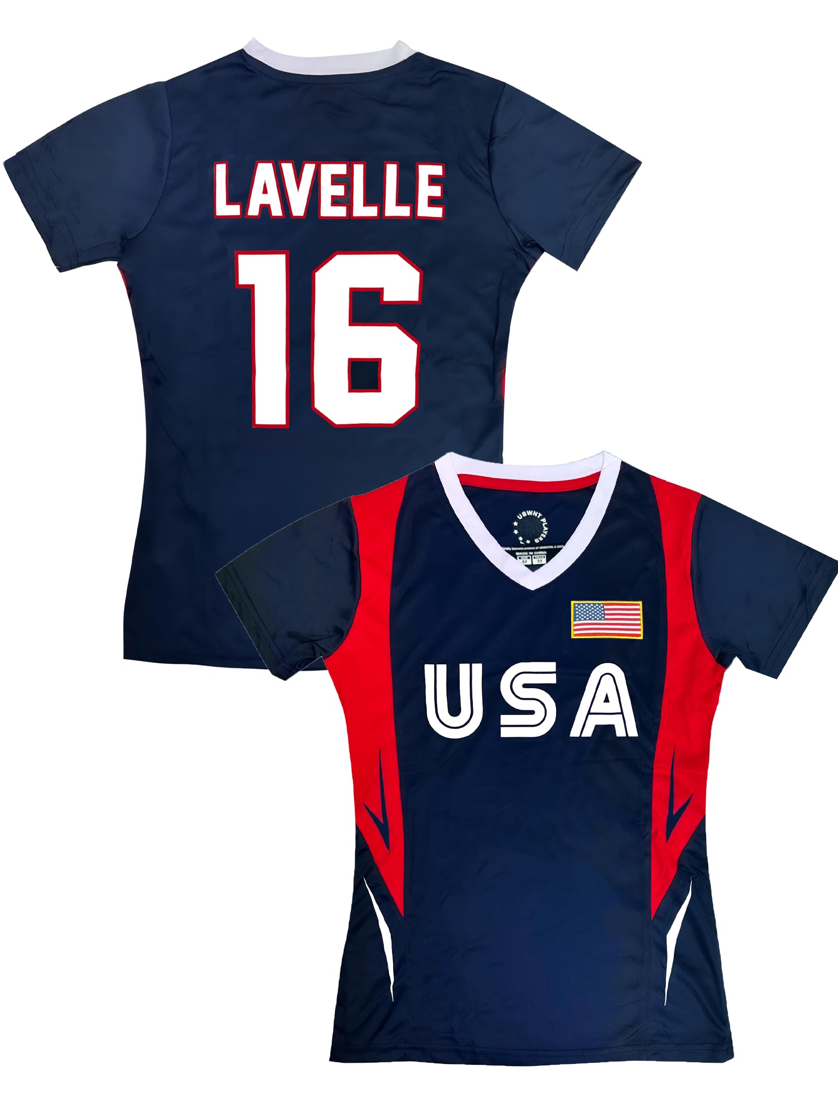 USWNT Players T-Shirt Girls’ Official U.S. Women’s National Soccer Team Association, USA Flag Youth Sizes Tee Top Lavelle (YM)