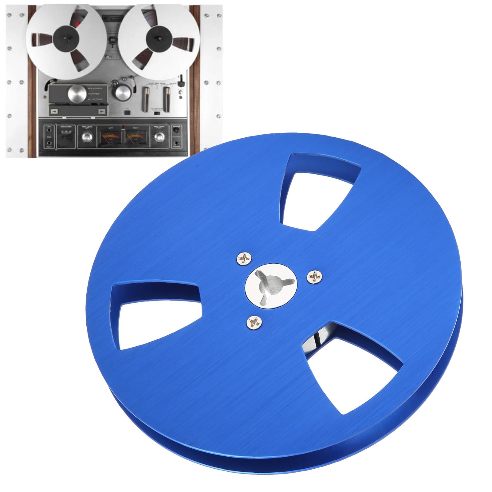 1/4 5 Zoll Leere Bandspule für Reel-to-Reel-Tonbandspieler, 3-Loch-Aluminiumlegierung, Universelle Offene Tonbandspule, Leere Tonbandspule Zum Öffnen von Maschinenteilen (Blau)