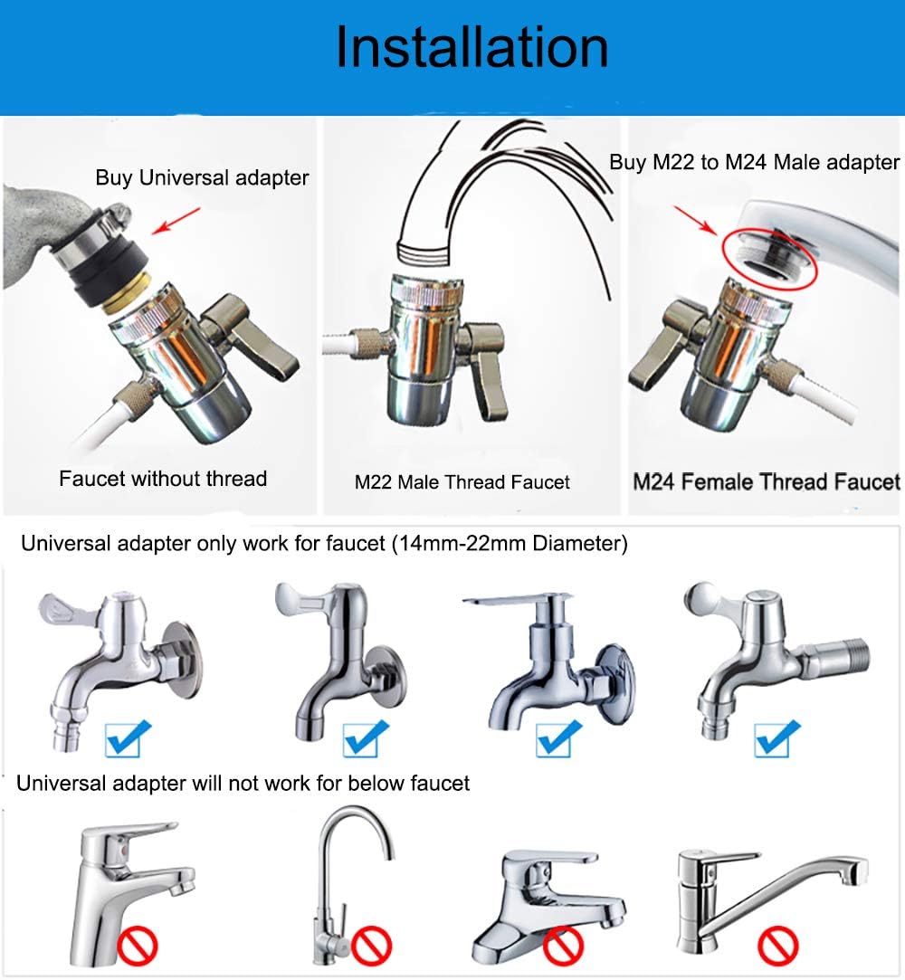 Sink Faucet Diverter Valve for Above Counter Water Filter Faucet Sprayer attachment for Countertop filter to 1/4" RO Tubing Faucet Adapter,Faucet Splitter for Water Diversion image 5