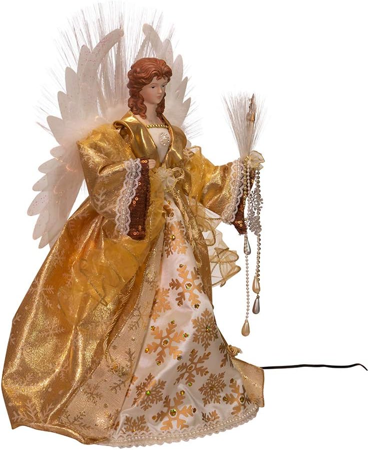 Kurt S. Adler 18-Inch Fiber Optic Gold Angel Treetop, Multicolor