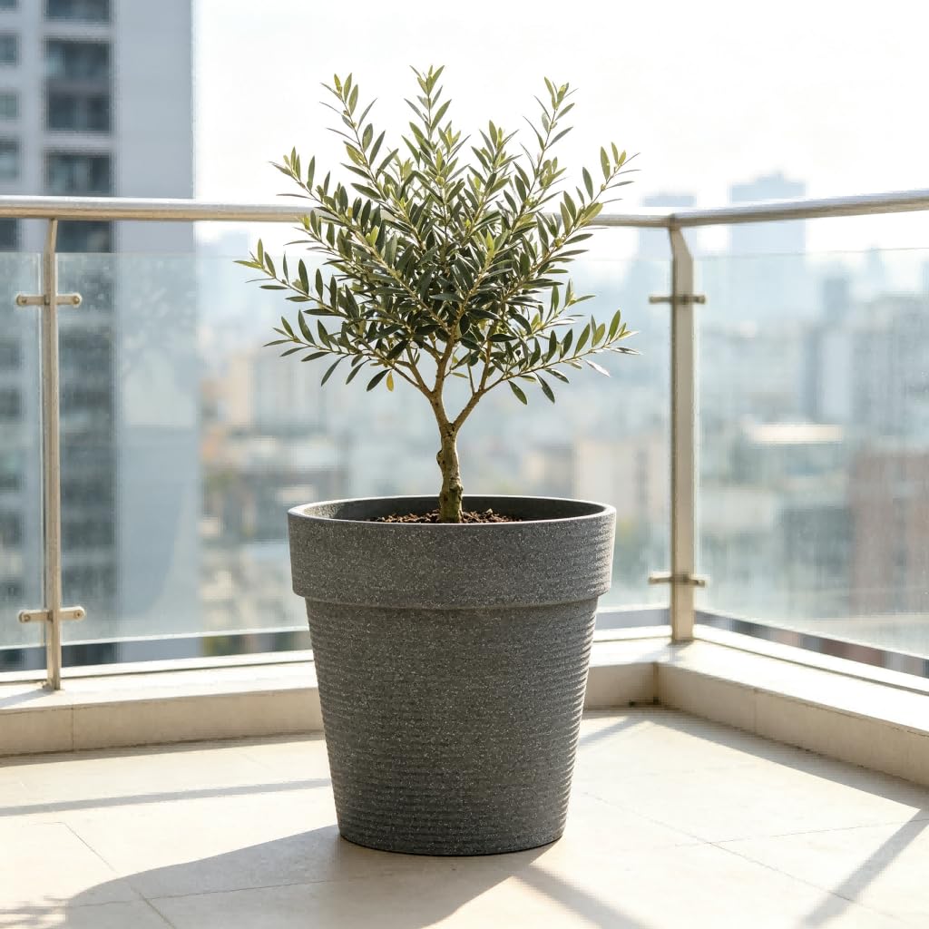 Robuster Harz Pflanztopf hoch für große Pflanzen, großer Blumenkübel Outdoor mit atmungsaktivem System, wetterfester Übertopf für Monstera, frostbeständiger Topf für Garten und Balkon