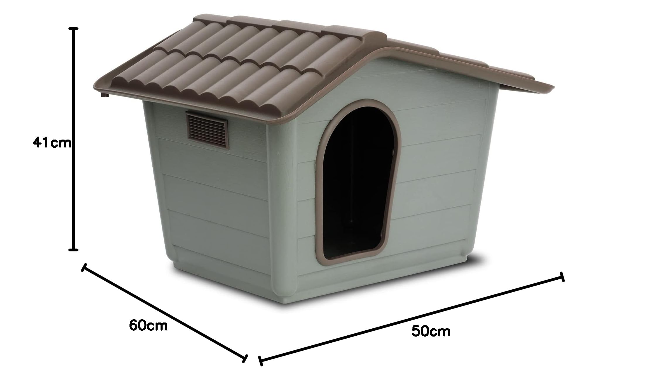 MP BERGAMO VILLA, Cuccia Per Cani Gatti, Cuccia in Materiali Riciclati, Tetto Asportabile, Dimensioni ESTERNE 60x50x41 Dimensioni INTERNE 40x30x35cm