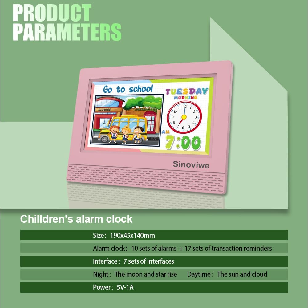 Digital Alarm Clock with 7'' HD Screen, Calendar Function,It is Perfect for Kids Aged 3-18 Years Old with Remote Control and Custom Reminder Function for Birthdays