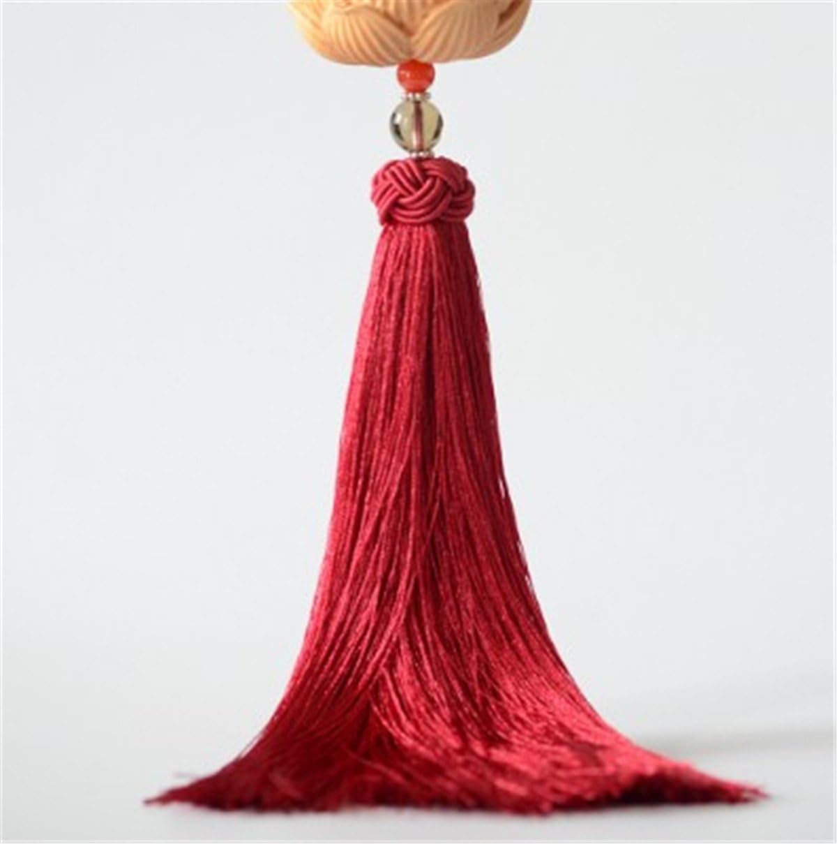 Wood Car Pendant Decor Lucky Safety Hanging Ornament Gift Rear View Mirror Accessories Auto Interior Dangle Flower (Red)
