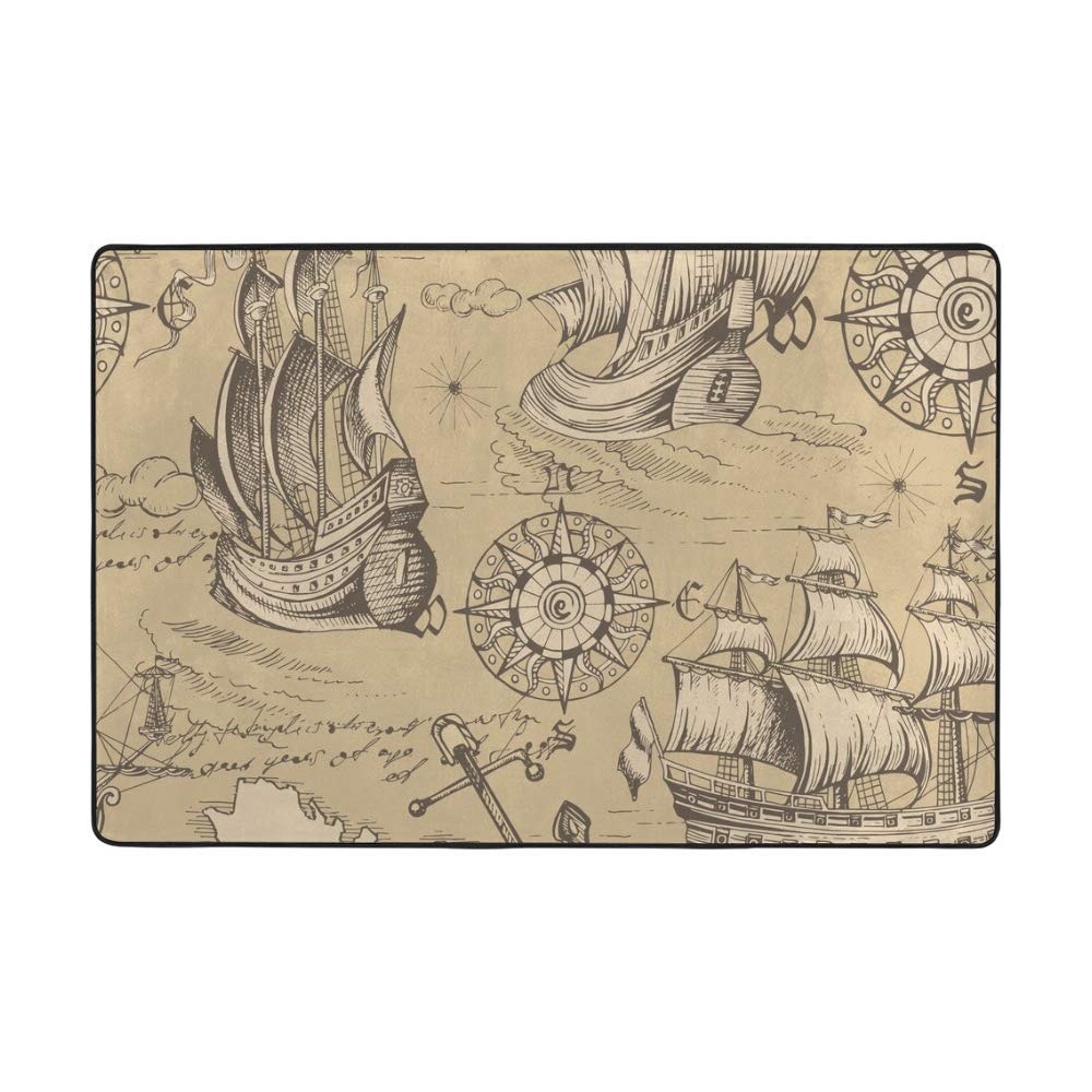 Tapis ancre de bateau vintage 160x122cm antidérapant et confortable