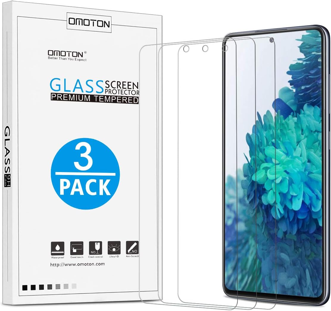 OMOTON [3 Pack] Screen Protector for Samsung Galaxy S20 FE 5G 6.5inch, Tempered Glass / 9H Hardness/Anti Scratch