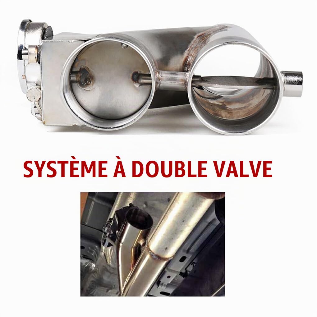 Découpe d'échappement à double soupape - Contrôle du volume d'échappement et du volume d'air Facile à contrôler le volume d'échappement et le volume d'air, argent, 3 pouces (76 mm)