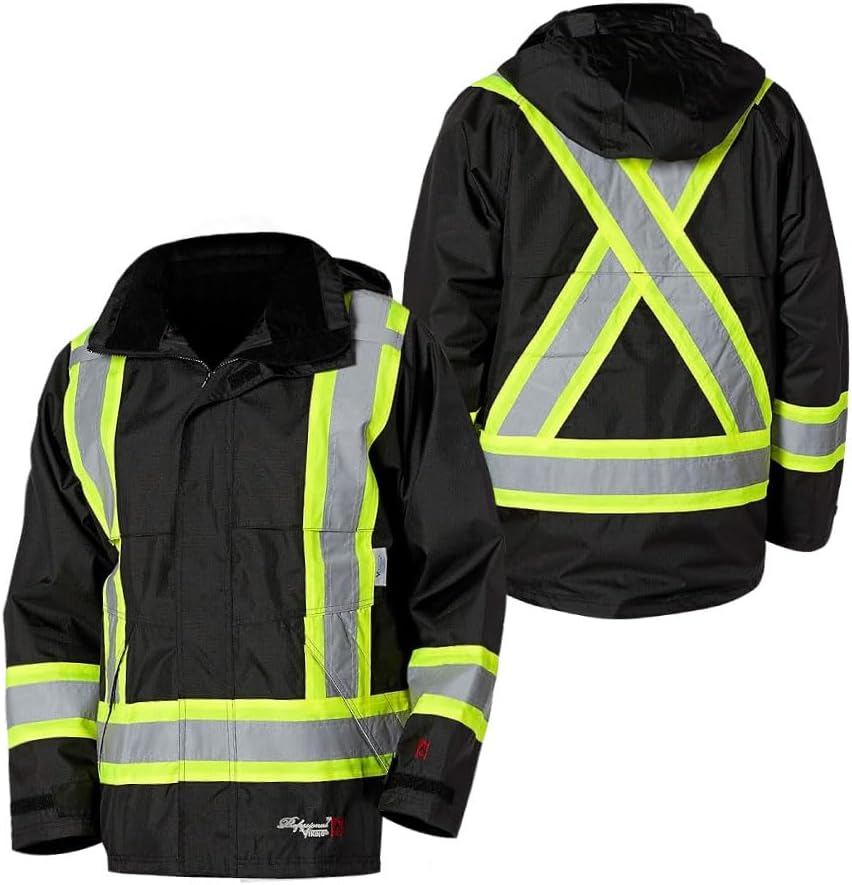 Professional Journeyman 300D Rip-Stop Fire Retardant Reflective Jacket - Fire Resistant Hi Vis Jackets for Men