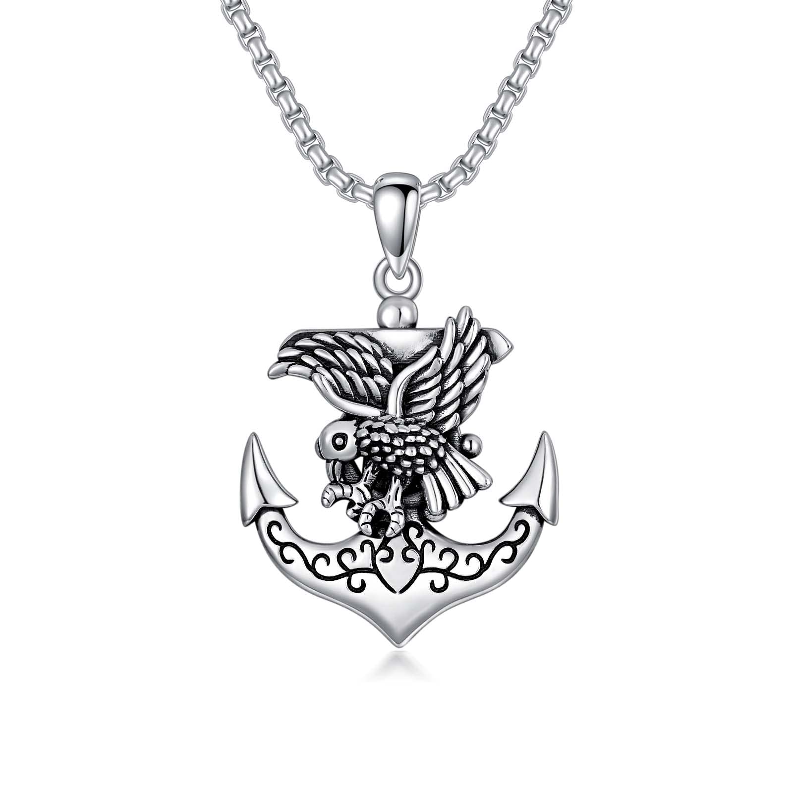 MEIDERBOMEIDERBO Necklace for Men 925 Sterling Silver Masonic/Memento Mori/Skull/Allah/Viking/Thor's Hammer/Trident/Aztec/Anchor Freemason Pendant Jewelry Masonic Gifts for Men Boys