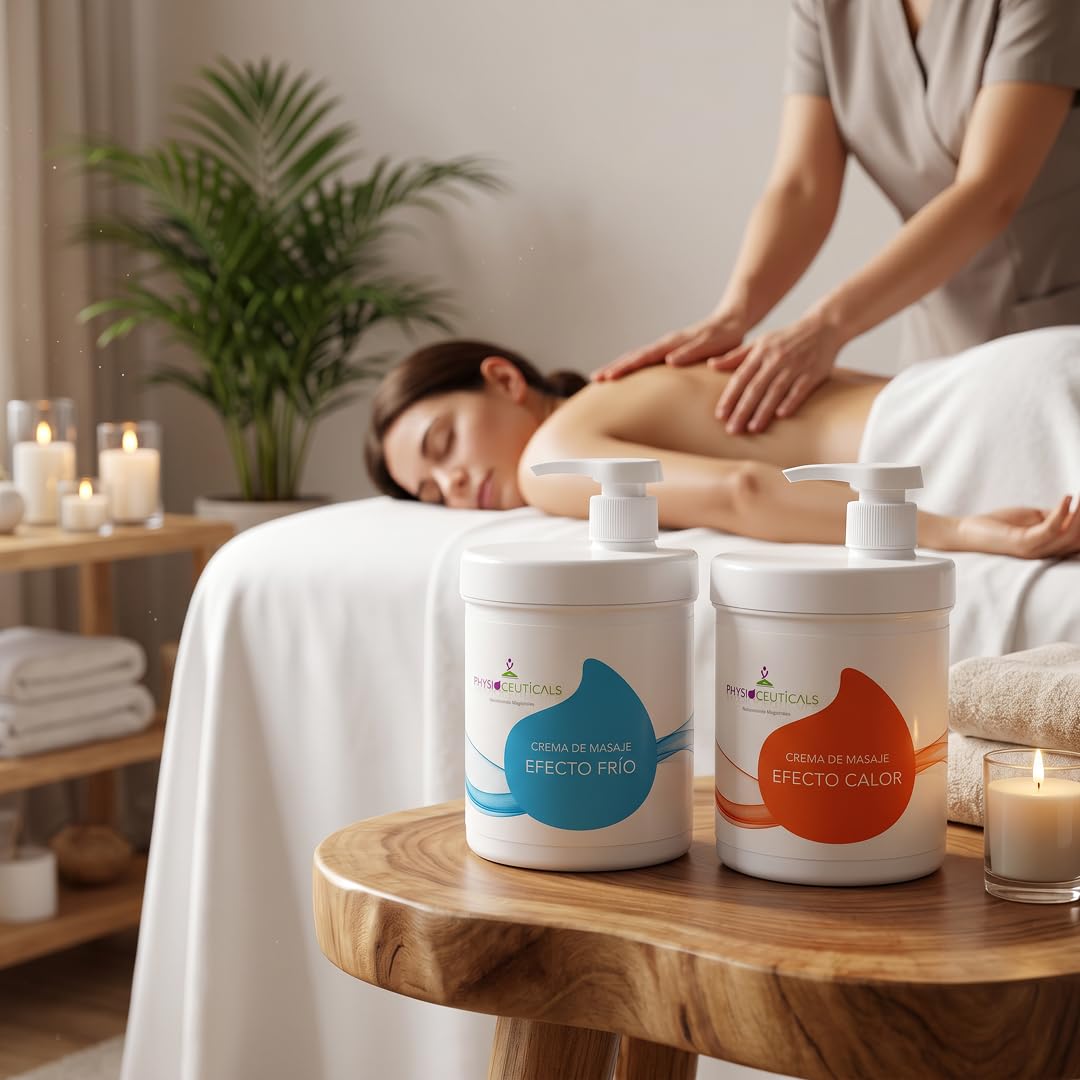PHYSIOCEUTICALS - Pack Fisioterapia Frío + Calor - 2x1000ml - Kit Completo Crema Efecto Frío y Crema Efecto Calor para Masaje profesional