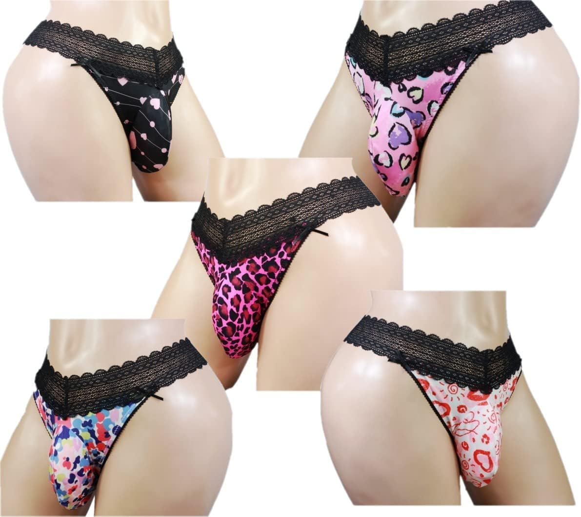 aishani Pouch Panties Men's Lace Thong Bikini Briefs Hipster Underpants V