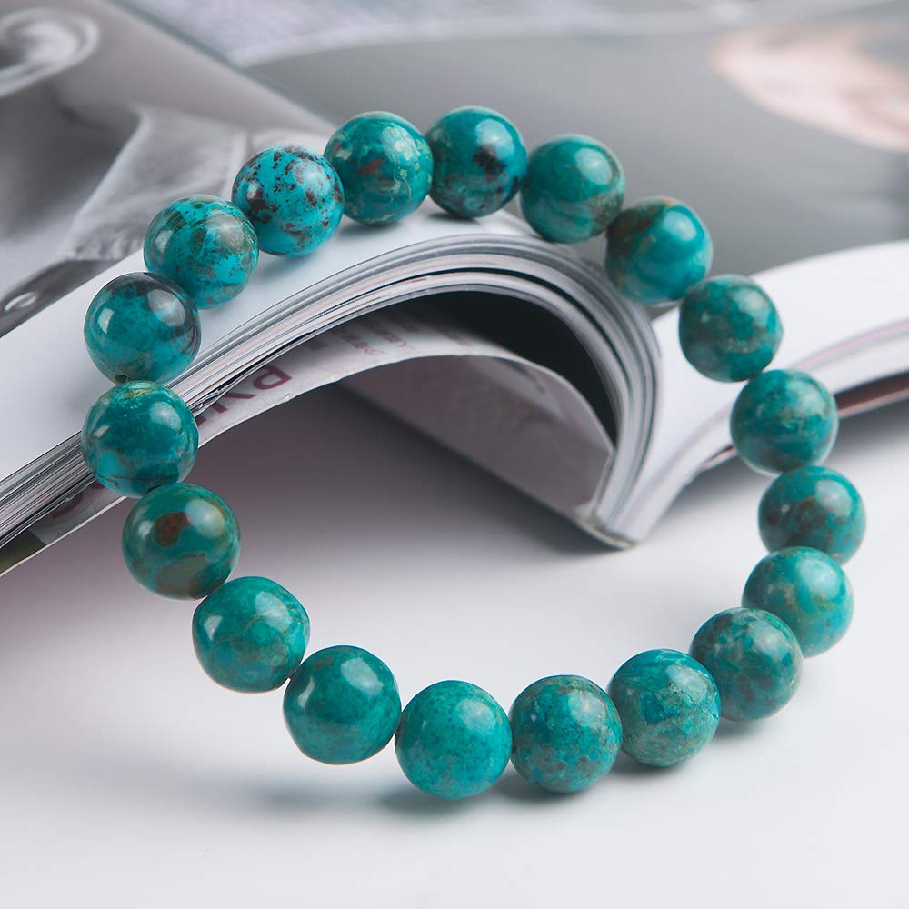 MOCHAMIK 10 mm natürliches Malachit-grünes Edelstein-Rundperlen-Damenarmband