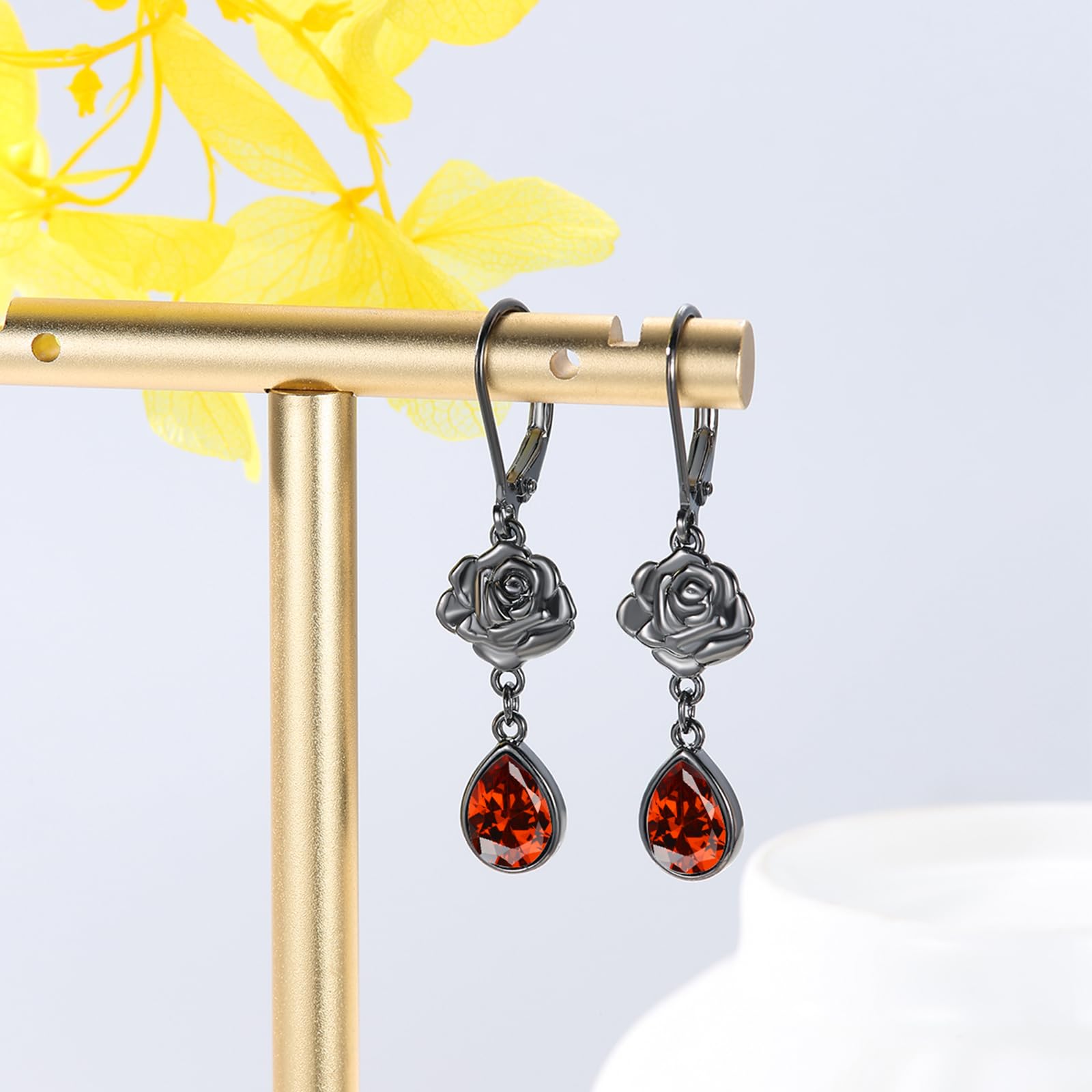 S925 Sterling Silber Hänge Ohrringe für Damen | Kleeblatt/Traumfänger /Hexenknoten /Rose/Traumfänger Ohrringe mit Edelstein Sterling Silber Geburtstags Geschenke