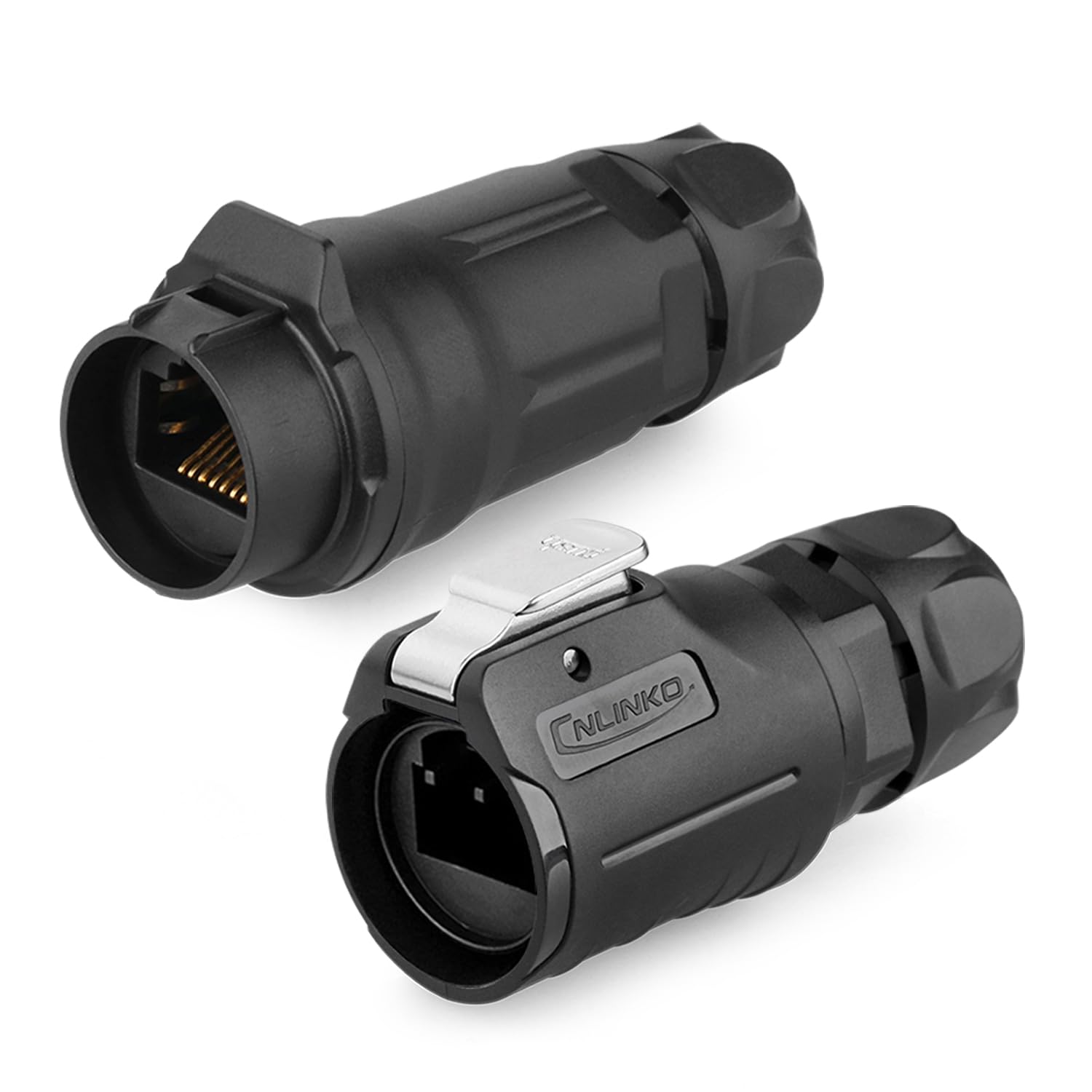 CNLINKO LP-16 RJ45 Connectors, 8P8C Dual Port Connector,Circular Connector for Network Connections, Male Plug and Female Plug IP67 Waterproof