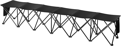 Miniatura 5 de VEVOR Banco plegable portátil, banco lateral plegable de 6 asientos, sillas de banco de camping al aire libre con bolsa de transporte, bancos