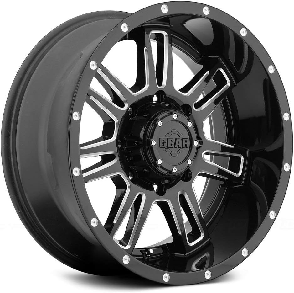 Gear Alloy 737BM Сustom Wheel - Challenger Gloss Black with CNC Milled Accents 20" x 10", -19 Offset, 8x170 Bolt Pattern, 130.18mm Hub