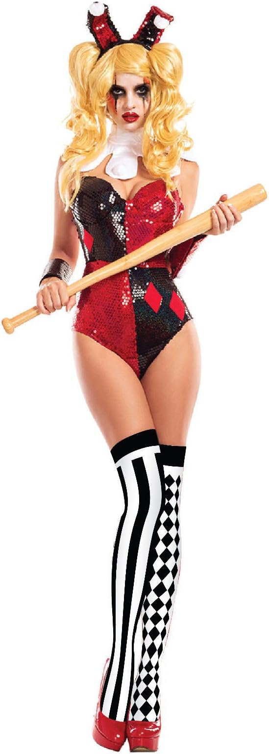 Womens Harlequin Honey Ladies Jester Fancy Dress Costume