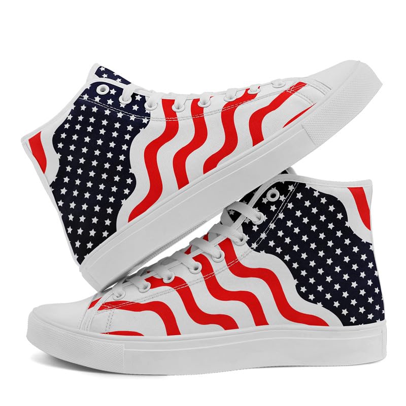 American Flag High Top Canvas Shoes, USA Flag Fashion Sneakers Lightweight Lace-Up Casual Walking Shoes for Women & Men3