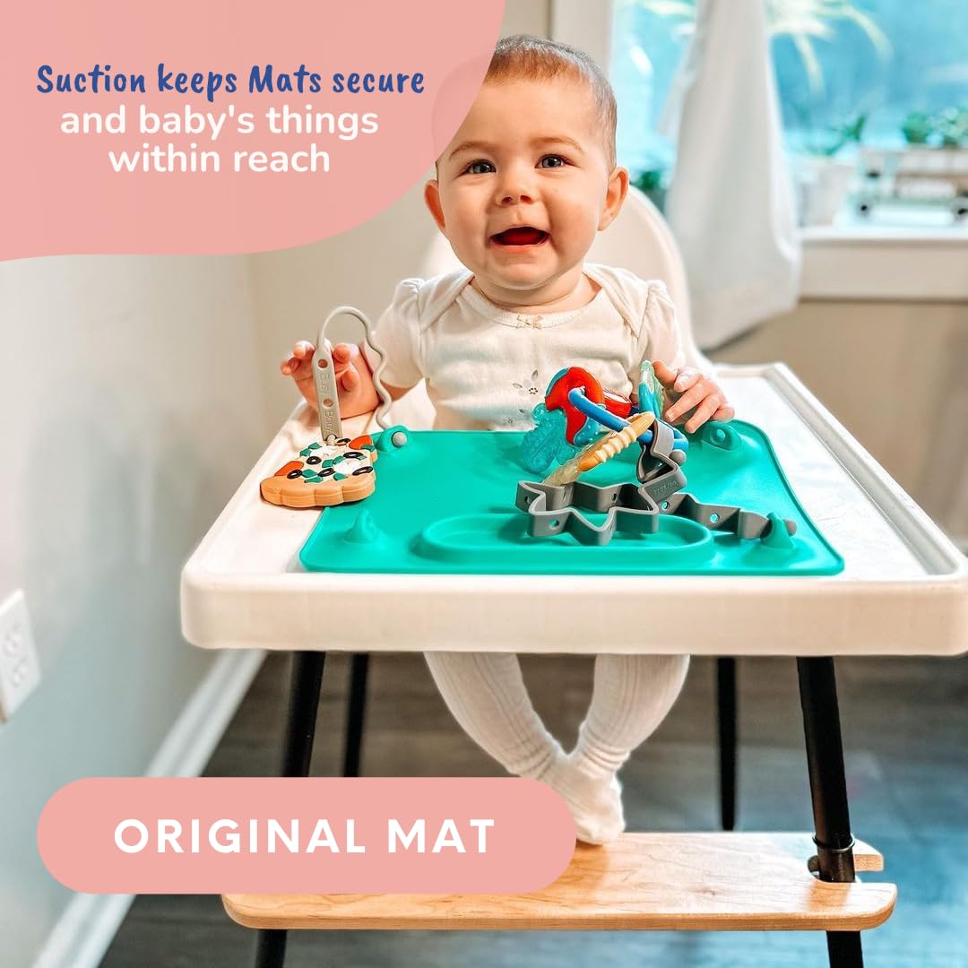Busy Baby Essentials Bundle Starter-Set für neue Eltern (Spearmint) | Platzset mit Saugnapf, Mini-Matte, Beißringlöffel, Spielzeug-Bungee, Flaschen-Bungee, 6 Haltegurte, Nassbeutel