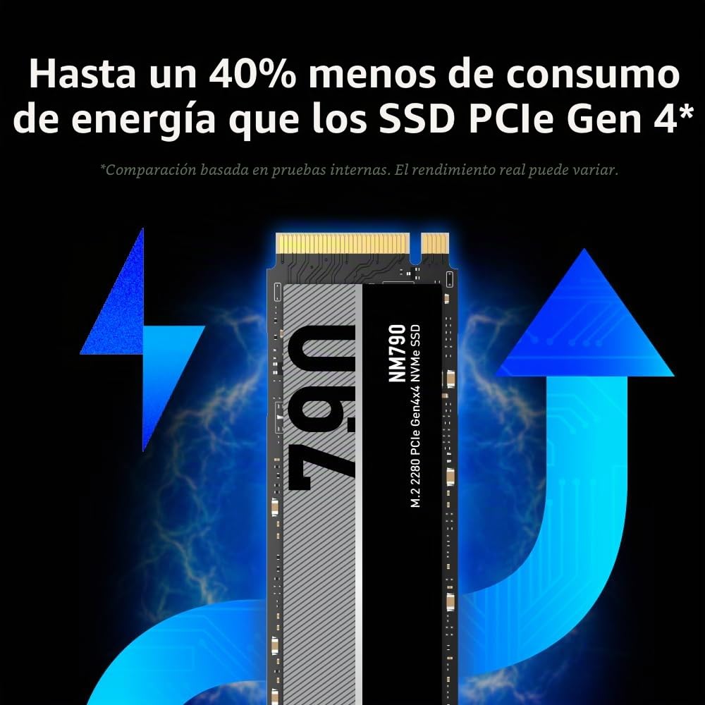 Lexar NM790 SSD 4TB PCIe Gen4 NVMe M.2 2280 Unidad Interna de Estado sólido, hasta 7400 MB/s, Compatible con PS5, para Jugadores y Creadores (LNM790X004T-RNNNU)