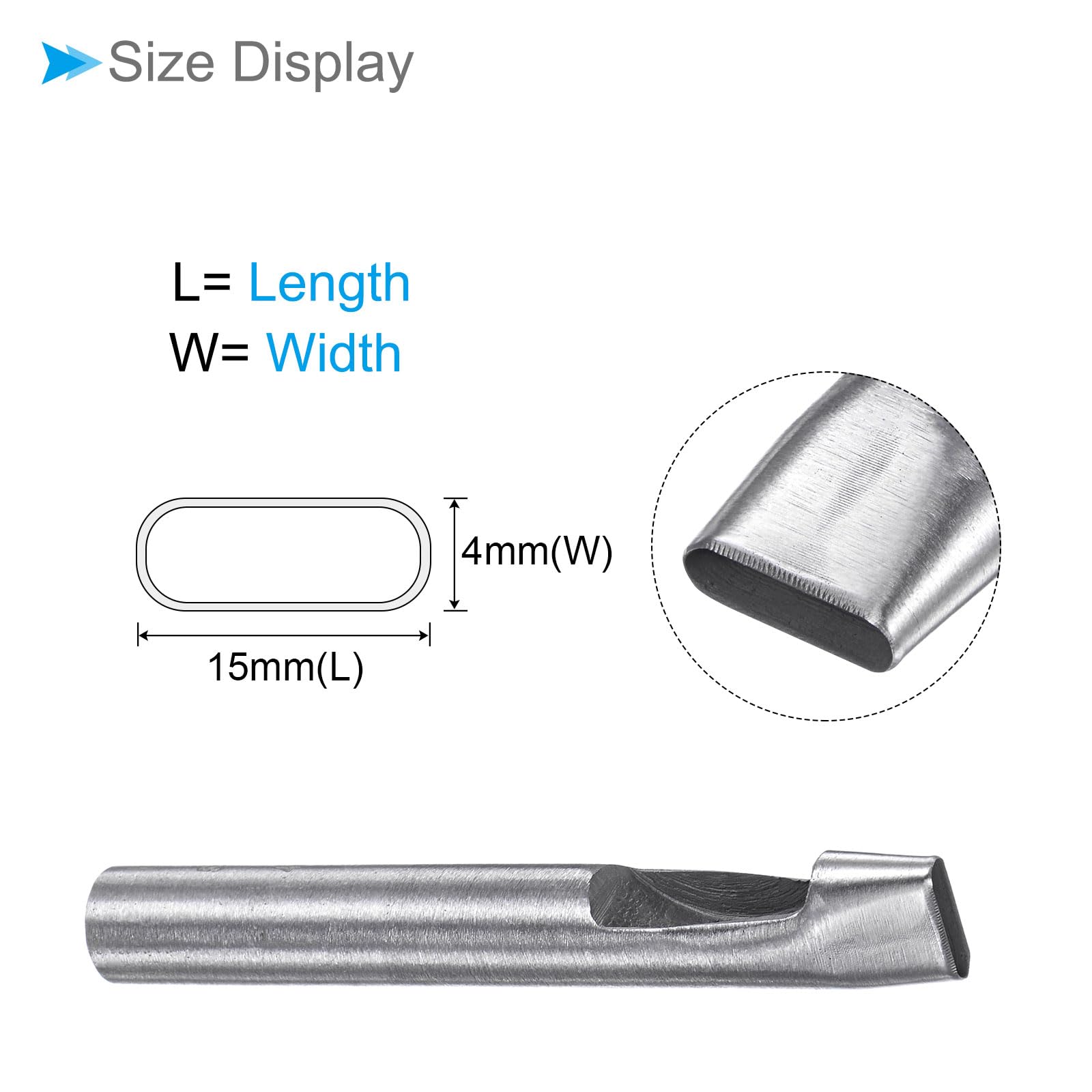 CoCud Hollow Punch, 4mm x 15mm Hole, 45# Steel Oval Shaped Gasket Tool - (Applications: for Leather DIY Leathercraft Wallet) - Image 2