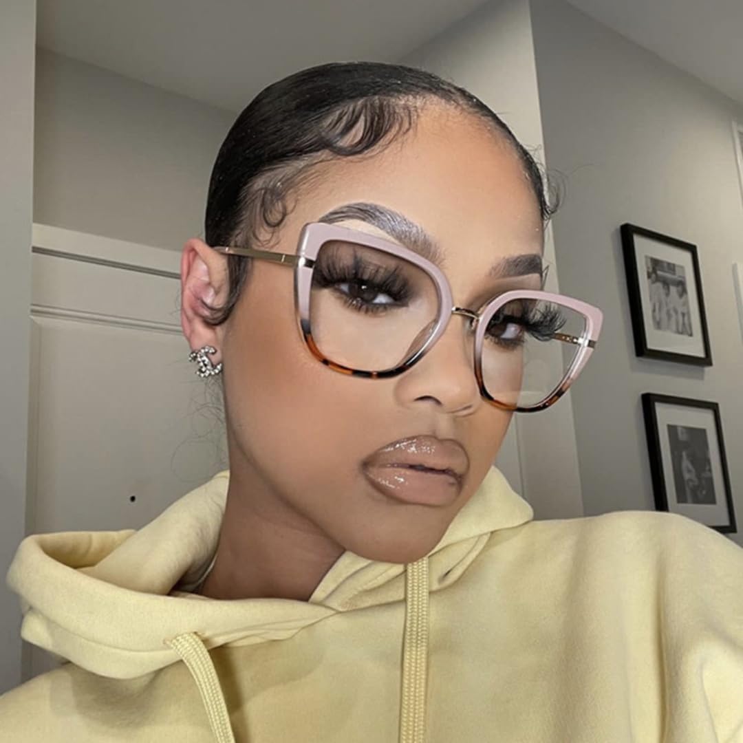 Retro Cat Eye Women Glasses Frame Thin Face Flat Mirror Clear Trend