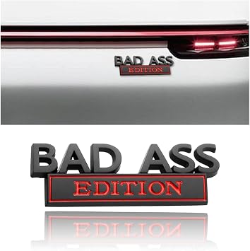 Car Bad Ass Edition Emblem, Car Fender Bumper Hood Trunk 3D Badge Sticker Decal, Car Tailgate Front Grille Replacement Accessories with 3M Adhesive, Fit for Car Truck SUV