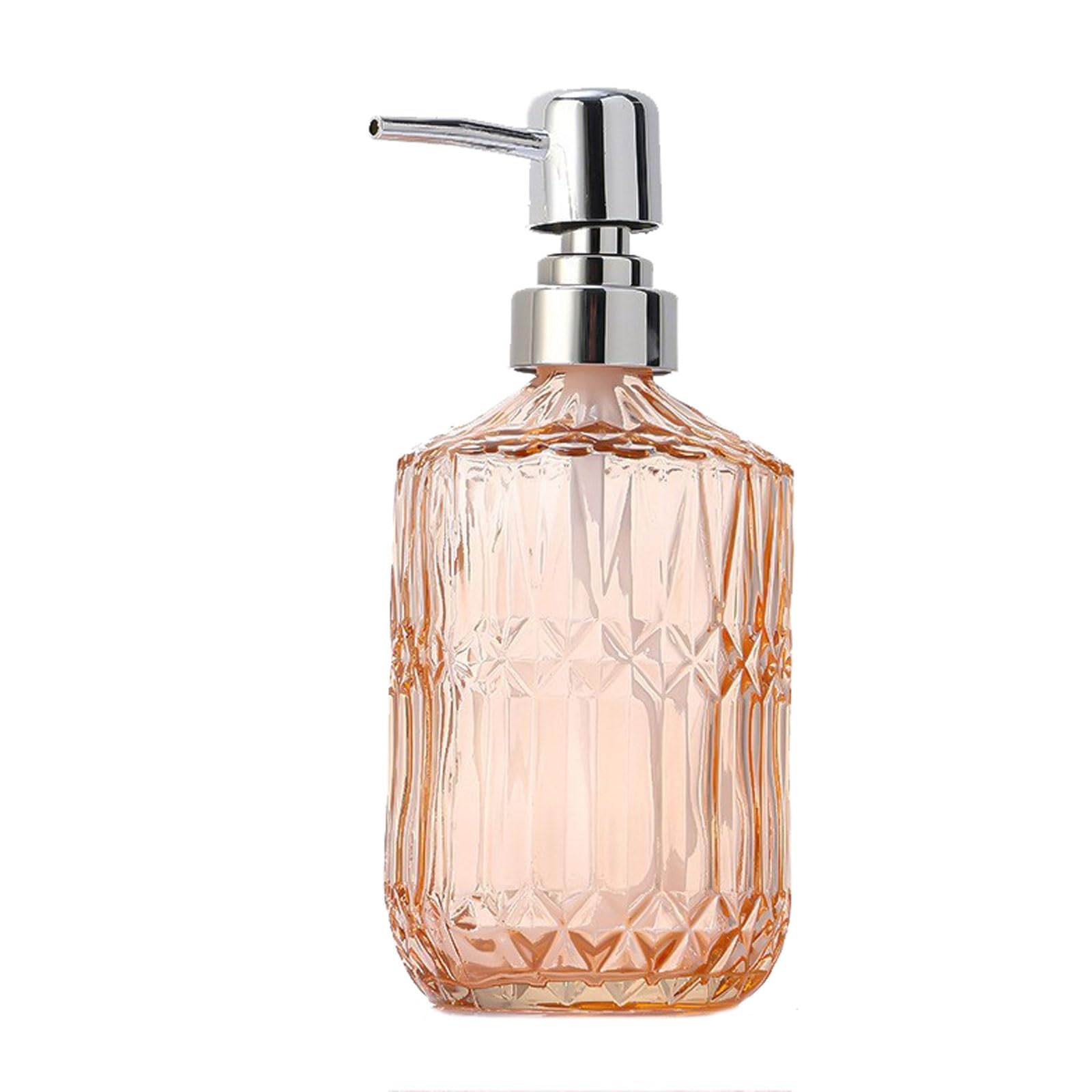 Kxaoxgrc Orange Glass Soap Lotion Dispenser Set, Glass Soap Dispenser 450Ml Push Type Multicolor For Dishwashing Liquid Lotion Shower Gel(,Gold)
