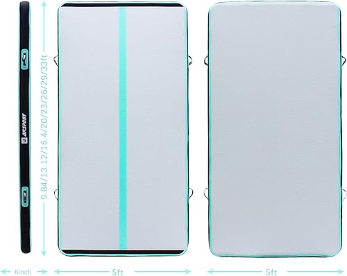 Miniatura 81 de AKSPORT - Colchoneta inflable para gimnasia, con bomba de aire, para el hogar, acrobacias, gimnasio, entrenamiento, animación, parkour, playa, Negro