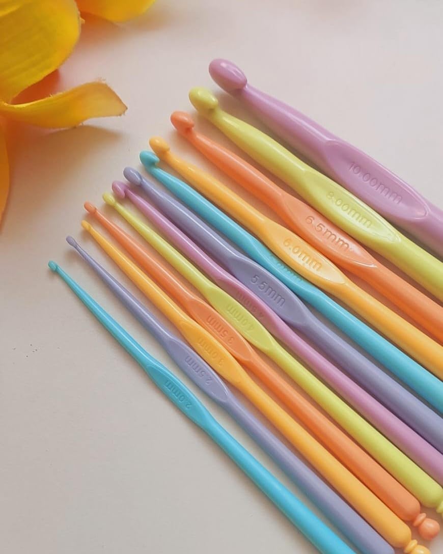 Set of 12 pcs Lightweight Crochet Hooks, Plastic Crochet Needles,Crochet Hook, Knitting Needle Set, Crochet Needle Set, Knitting Hook Set for Knitting Hats, Sweaters, Purses, Sling Bag, Socks, Multicolor Crochet Needles, Sizes 2.0 MM to 10.0 MM-image-21