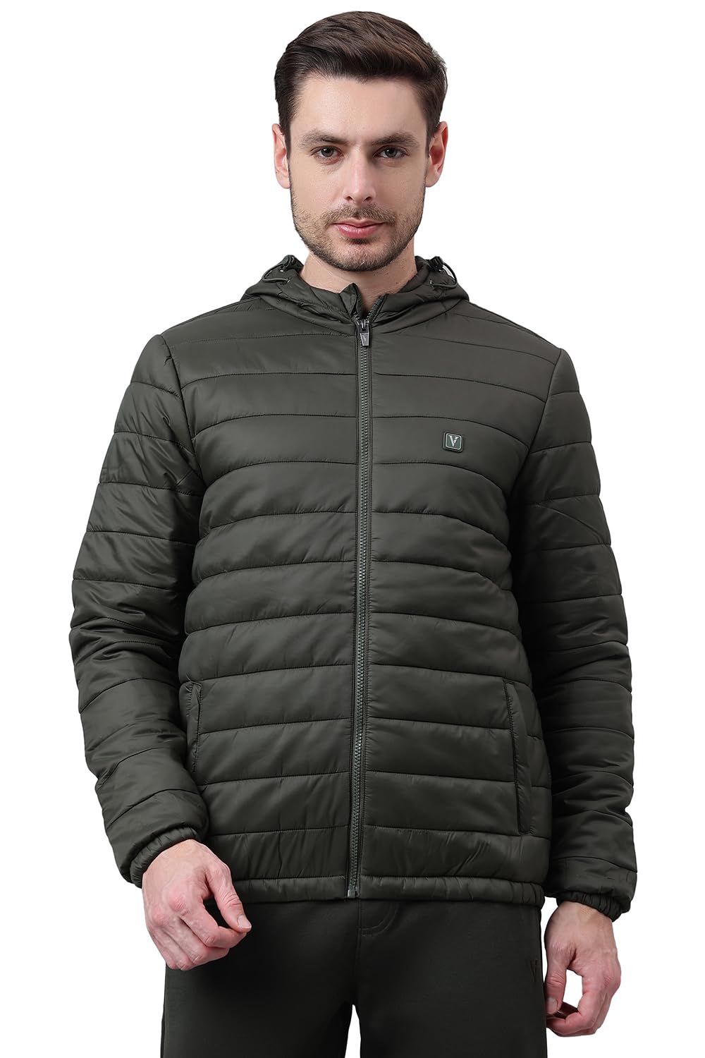 Men Solid Quilted Jacket - High Neck, Zip Front, Full Sleeves-image-22