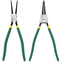 2-Piece 13-Inch Snap Ring Pliers Set, Long Reach Internal & External Straight Jaw Circlip Pliers Kit, Retaining Ring/C-Clip Remover for Automotive, Machinery & Heavy-Duty Repair