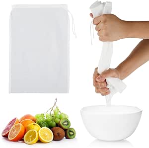 WLLHYF 4 Pack Nylon Nut Milk Bag 8 x 12 Inches Fine Mesh Cheese Cloth Reusable Food Strainer for Juicing Coffee Yogurt Tea