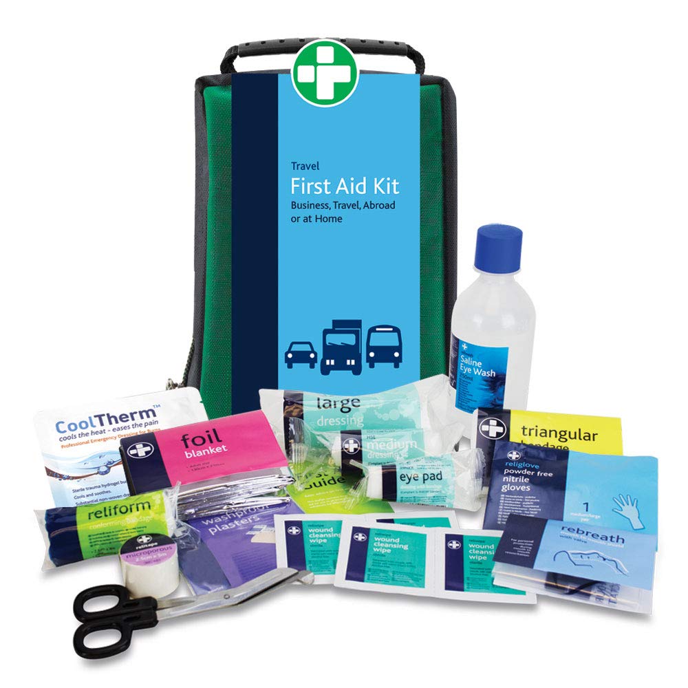 Reliance Medical First Aid Travel Kit, Stockholm Bag Contains 29 Pieces, Travel Camping Essentials REL684 Workplace Emergency Medical, Best For Offices, Outdoor, Warehouses, 19 cm H x 12 cm W x 8 cm D