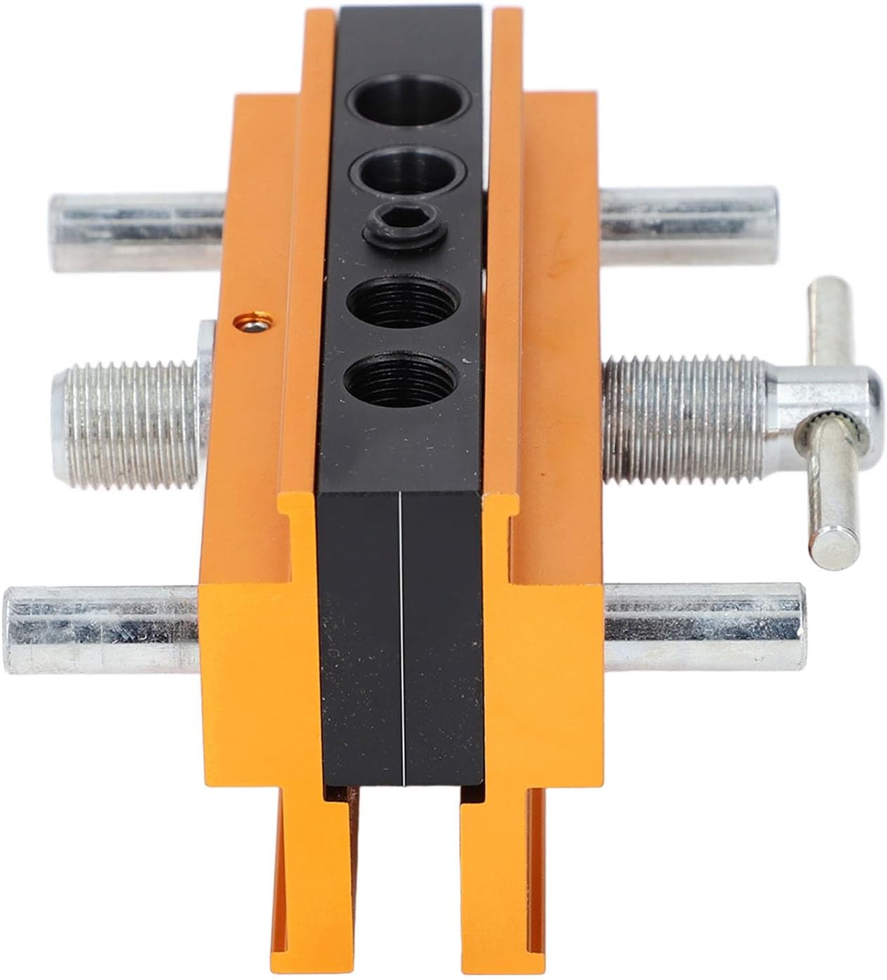 Self Centering Doweling Jig, Aluminum Alloy Adjustable Width Drill Jig for Straight Holes Woodworking Drilling Doweling Jig with 6 Drill Bushings, for Home DIY Project