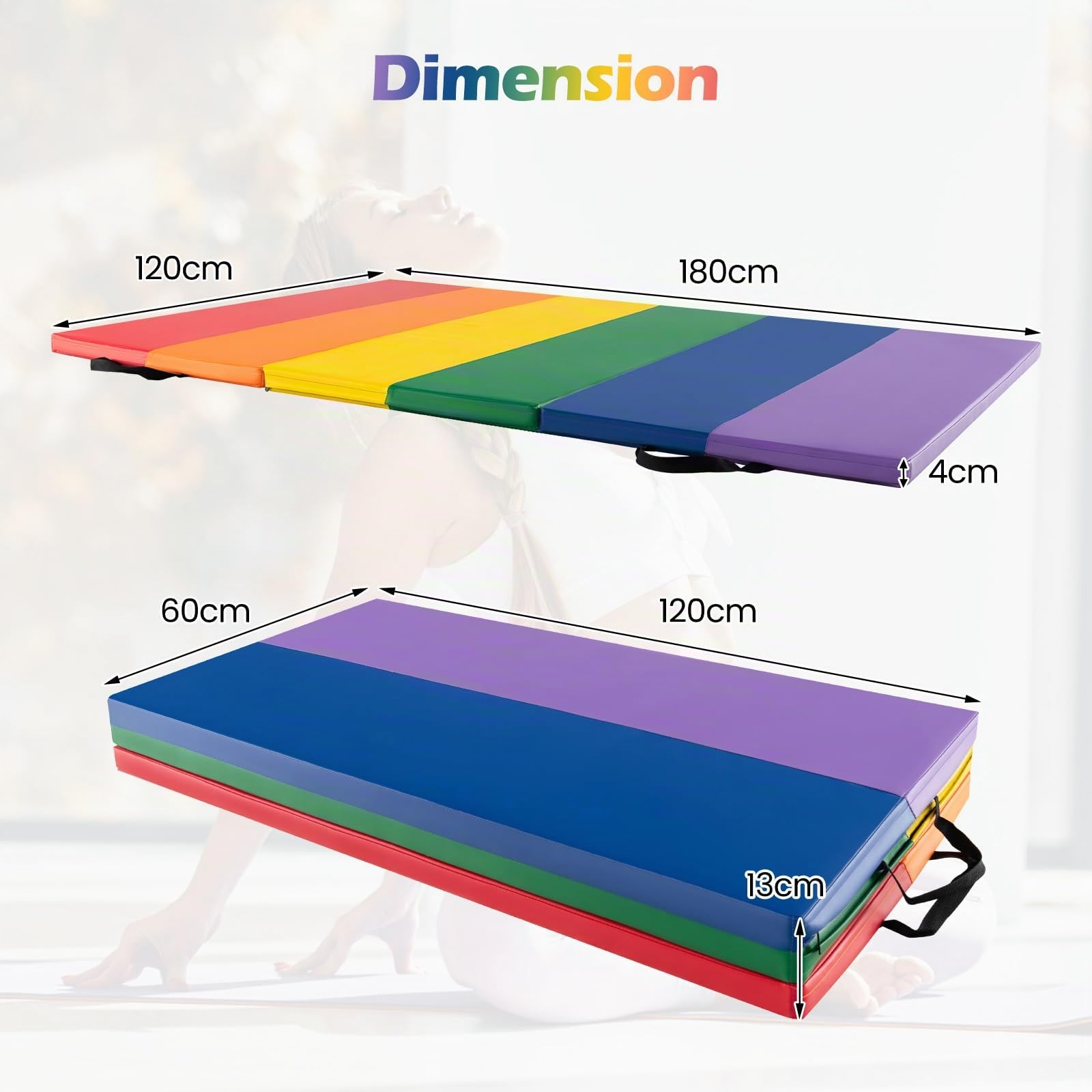 COSTWAY Tapis de Gymnastique Pliable Epais, Matelas d'Entrainement en Mousse et PU avec Poignées, pour Gymnastes Entraînements Yoga