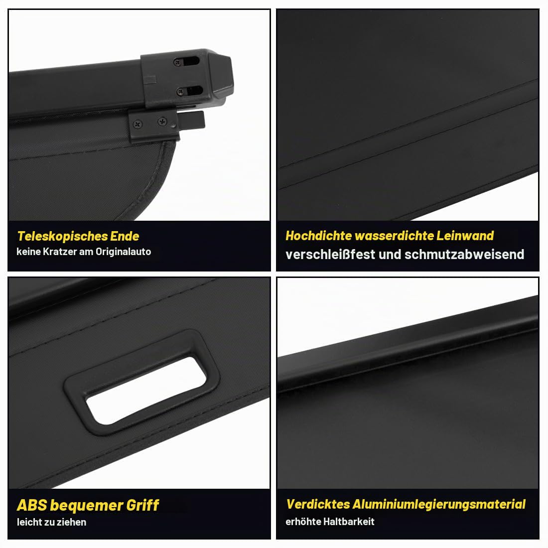 Laderaumabdeckung Kofferraum Schutz Abdeckung Cargo Cover kompatibel mit GLK 300 2008-2015 Schwarz Ausziehbar Kofferraumabdeckung Rollo | Kofferraumabdeckung, robustes , UV-beständig, reißfest, Aluminium-Querstrebe,für alle Wetter, Ordnung im Kofferraum
